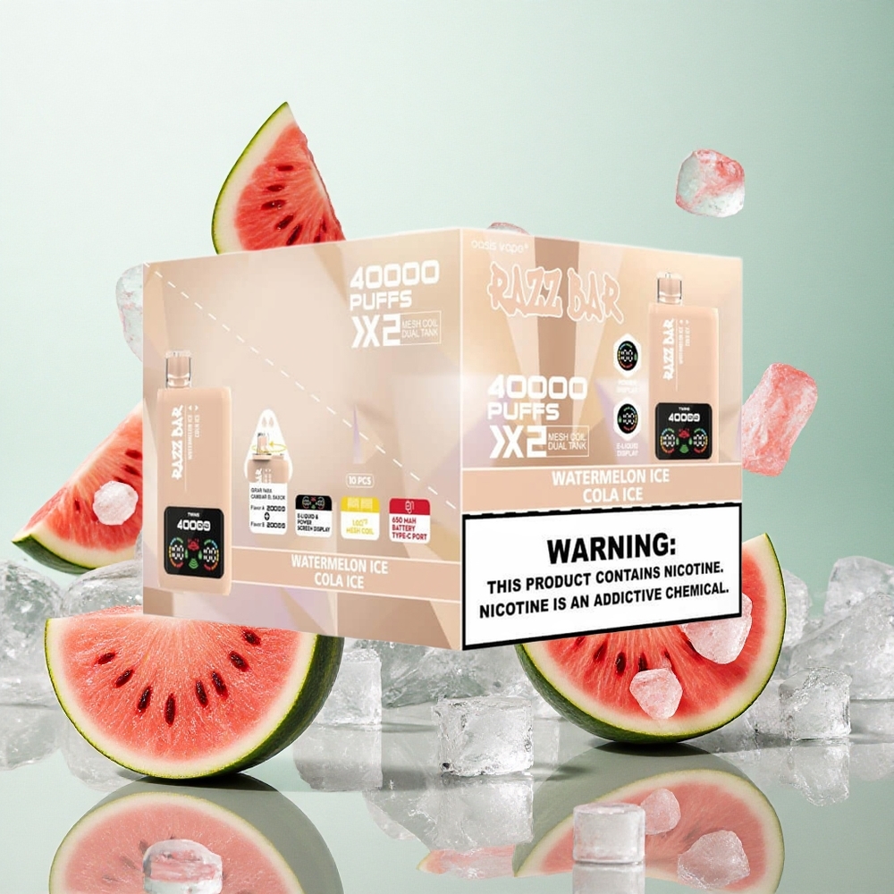 Razz Bar 40000 Puffs Eldobható E-Pipacs Görögdinnye Jég_Kóla Jég, 650 Mah Akkumulátor, Típus-C Port