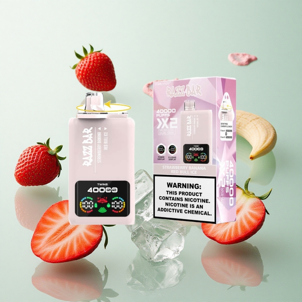 Razz Bar 40000 Puffs Eldobható E-cigaretta Eper-Banán_Vörös Bika Jég – 40000 Puffs, 650 Mah Akku Razz Bar 40000 Puffs Eldobható E-cigaretta Eper-Banán_Vörös Bika Jég – 40000 Puffs, 650 Mah Akku