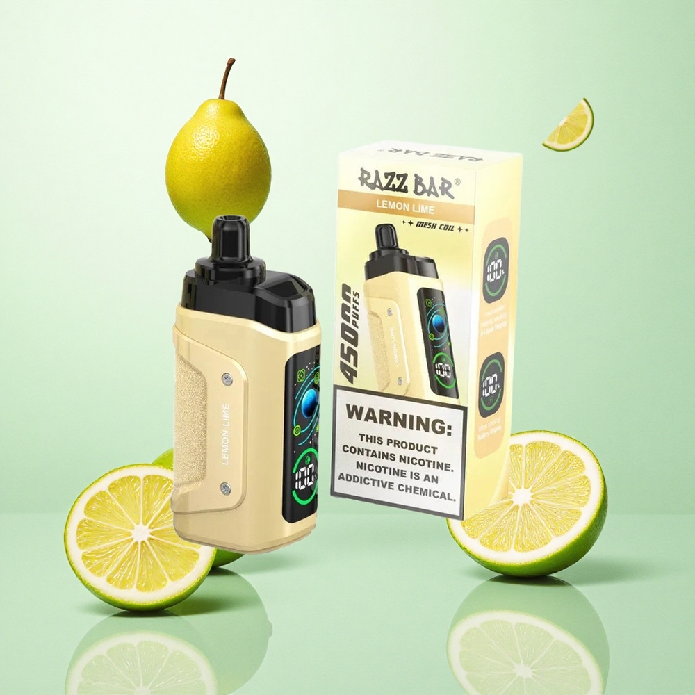 Razz Bar 45000 Puffs Eldobható E-cigaretta Citromlágyító Íz, 1.0 Ohm Hálós Coil és Állítható Légáramlás