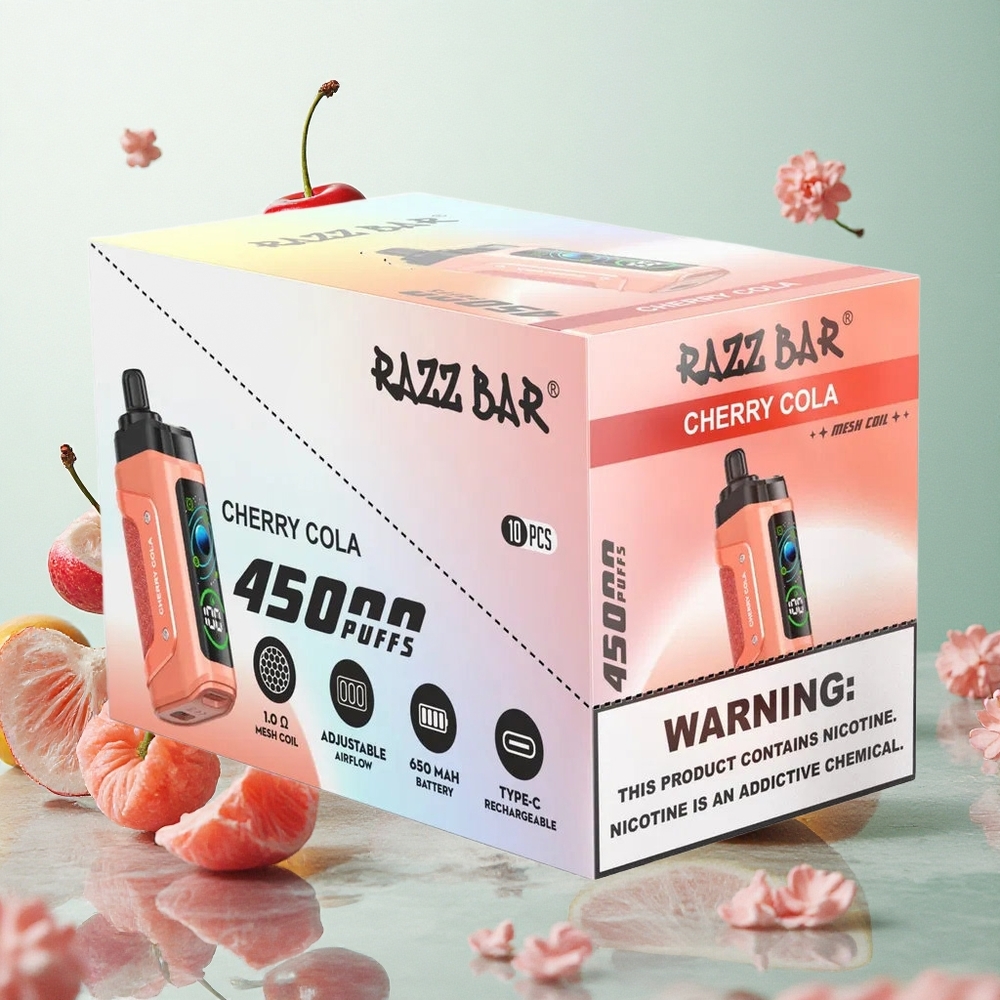 Razz Bar 45000 Puffs Eldobható E-cigaretta Megmunkált Mesh (1,0 Ohm) Cseresznyes Kóla