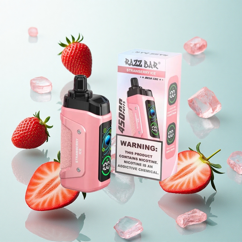 Razz Bar 45000 Puffs Eldobható E-pipa Eperjég, Beállítható Légáramlás és 650 Mah Akkumulátor
