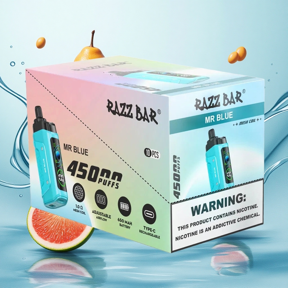 Razz Bar 45000 Puffs Eldobható Vape Állítható Légáramlás Mr Kék