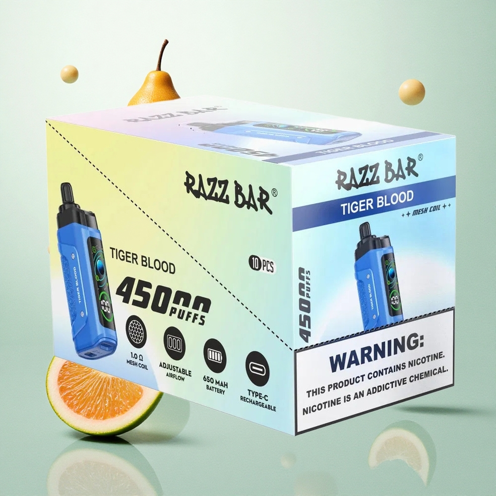 Razz Bar 45000 Puffs Eldobható Vape Állóvíz Íz 1.0 Ohm Mesh Coil