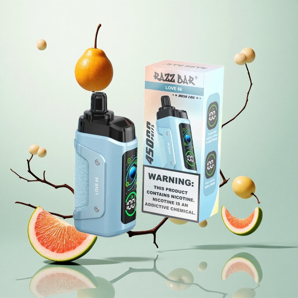 Razz Bar 45000 Puffs Eldobható Vape Átlátszó Mesh Coil és Love 66