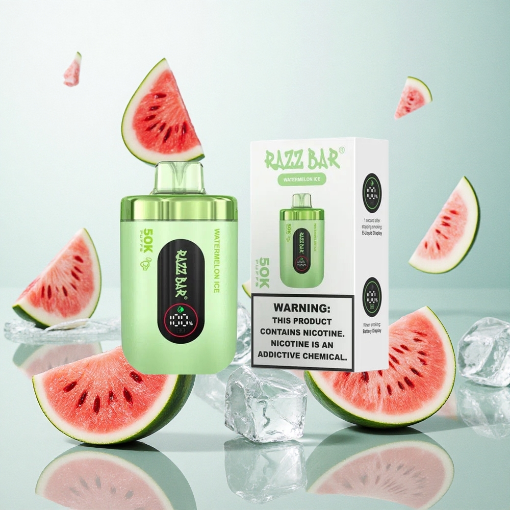 Razz Bar 50K Puffs Eldobható E-cigaretta Görögdinnye Jég (650 Mah Akku, Type-C Töltés)