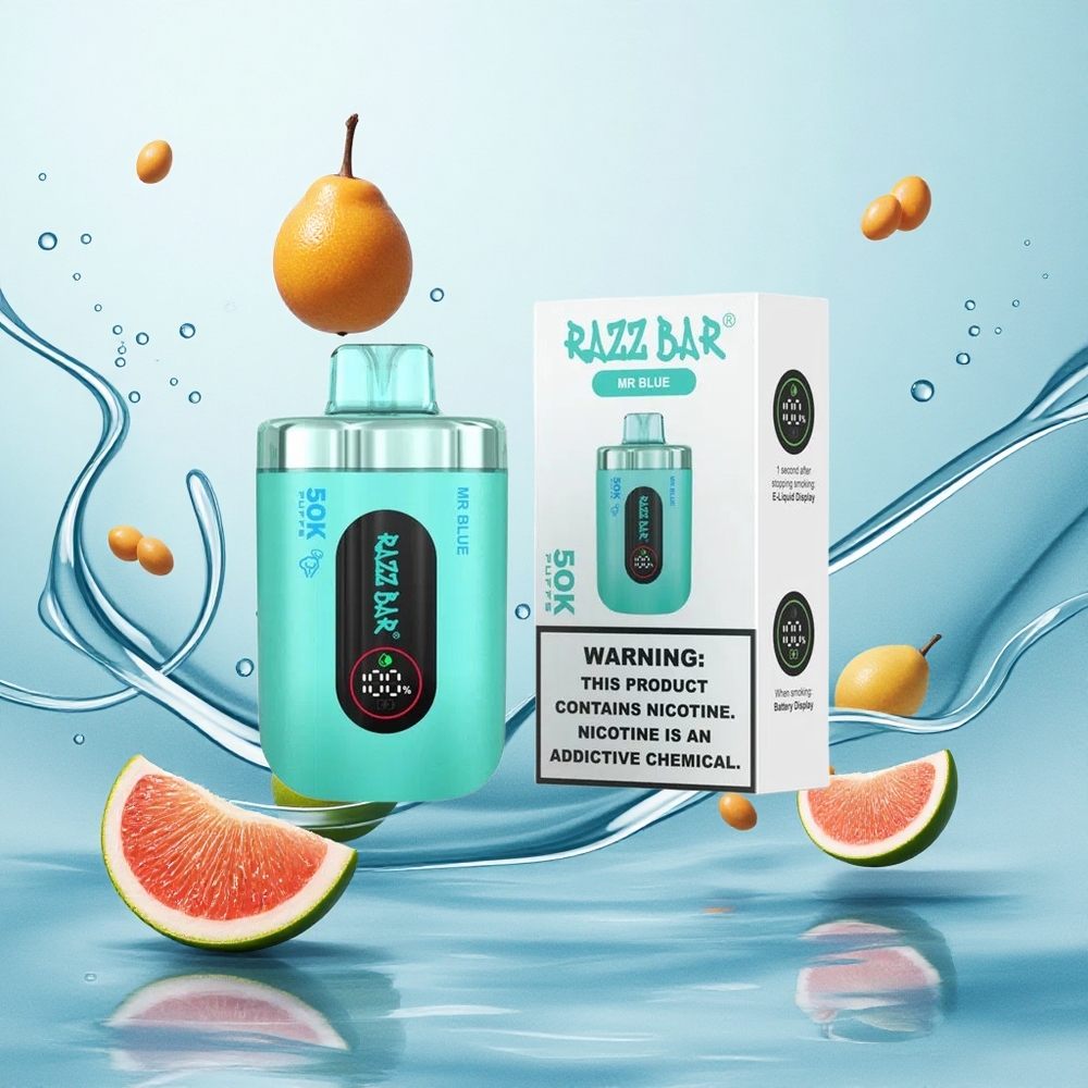 Razz Bar 50K Puffs Eldobható E-cigaretta Kék 50000 Puffs, 1.0 Ohm Mesh Coil