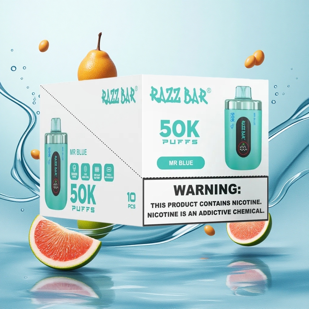 Razz Bar 50K Puffs Eldobható E-cigaretta Kék 50000 Puffs, 1.0 Ohm Mesh Coil