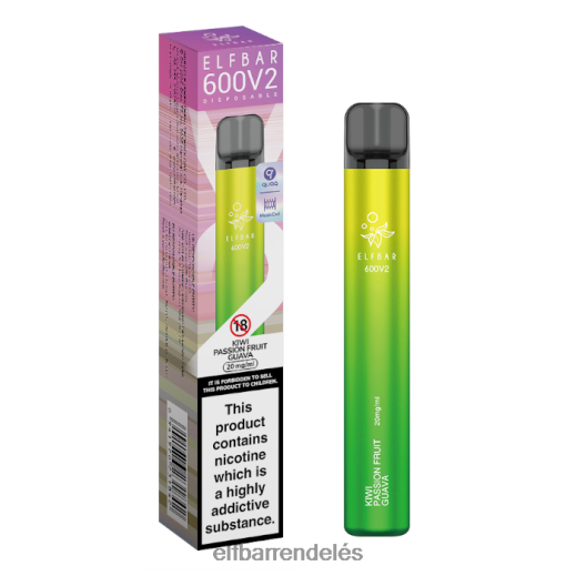 Elf Bar Budapest Shop - ELFBAR 600v2 eldobható vape - 20mg 6DL6ZV12 kivi maracuja guava