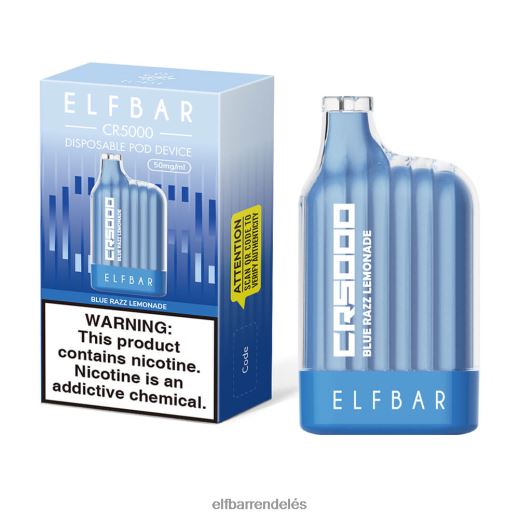 Elf Bar Rendelés - ELFBAR legjobb ízű eldobható vape cr5000 blue razz 6DL6ZV321 kék razz limonádé