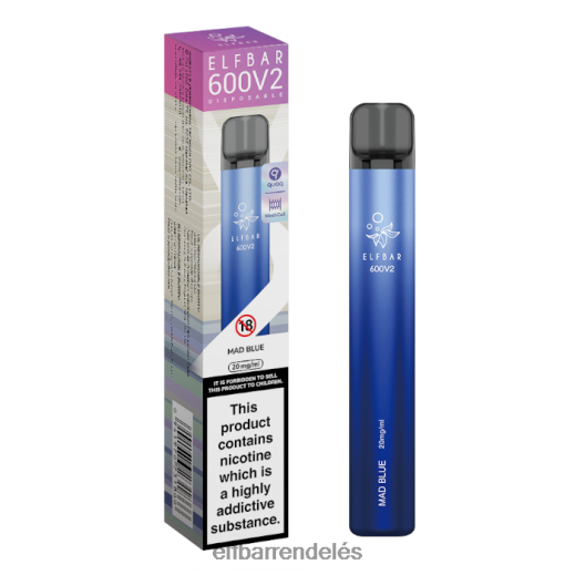 Elf Bar Rendelés Olcsón - ELFBAR 600v2 eldobható vape - 20mg 6DL6ZV20 őrült kék