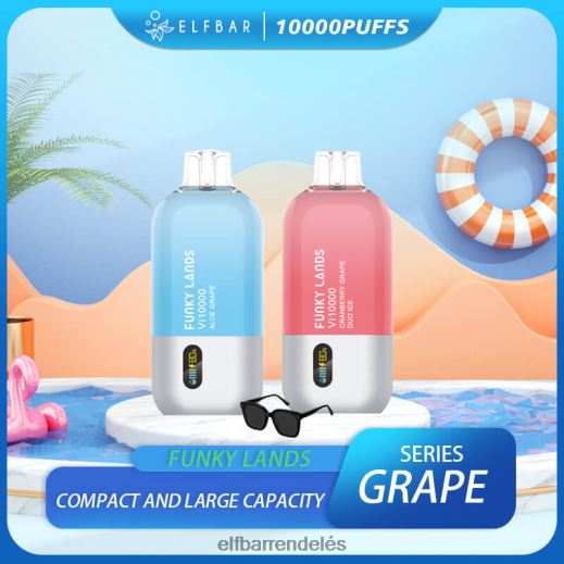 Elfbar Rendeles - ELFBAR funky lands legjobb ízű eldobható vape vi10000 grape sorozat 6DL6ZV452 áfonyás szőlő duó jég